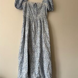 Abercrombie & Fitch Emerson Puff Sleeve Blue Floral Dress